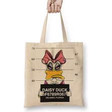 Baskı Dükkanı Daisy Duck Bez Çanta Uzun Saplı