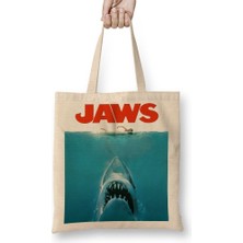 Baskı Dükkanı Jaws Horror Korku Film Movie Spielberg Crossover Bez Çanta Uzun Saplı