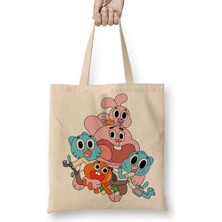 Baskı Dükkanı Gumball Cartoon Network Bez Çanta Uzun Saplı