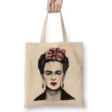 Baskı Dükkanı Frida Kahlo 08 Bez Çanta Uzun Saplı