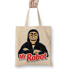 Baskı Dükkanı Mr Robot Bez Çanta Uzun Saplı