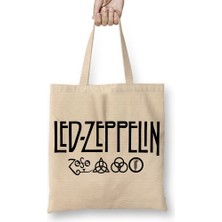 Baskı Dükkanı LED Zeppelin Deep Purple Bez Çanta Uzun Saplı