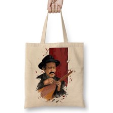 Baskı Dükkanı Aşık Veysel Illustrasyon Bez Çanta Uzun Saplı