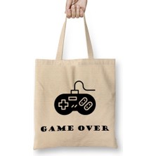Baskı Dükkanı Gamer Game Over Bez Çanta Uzun Saplı