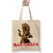 Baskı Dükkanı Iron Maiden Bez Çanta Uzun Saplı