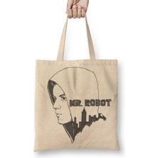 Baskı Dükkanı Mr Robot 01 Bez Çanta Uzun Saplı