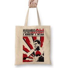 Baskı Dükkanı Muhammed Ali Boks Bez Çanta Uzun Saplı
