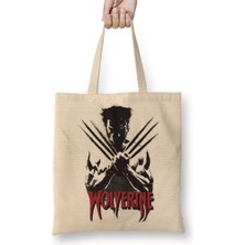 Baskı Dükkanı Logan Wolverine Bez Çanta Uzun Saplı