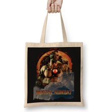Baskı Dükkanı Mortal Kombat Kano Game Bez Çanta Uzun Saplı