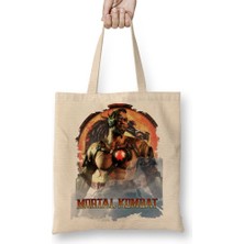 Baskı Dükkanı Mortal Kombat Kano Game Bez Çanta Uzun Saplı