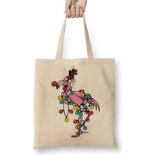Baskı Dükkanı Festive Flamingo Bez Çanta Uzun Saplı