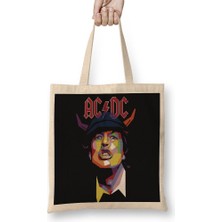 Baskı Dükkanı Banda Ac Dc Rock Müzik Grubu Bez Çanta Uzun Saplı