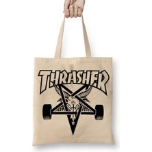 Baskı Dükkanı Thrasher Skate Skateboard Bez Çanta Uzun Saplı