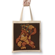 Baskı Dükkanı Varil ve Goril Bez Çanta Uzun Saplı