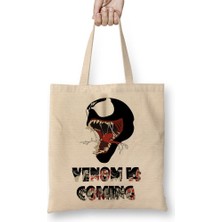 Baskı Dükkanı Venom Is Coming Bez Çanta Uzun Saplı