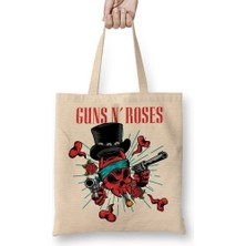 Baskı Dükkanı Guns N Roses Bez Çanta Uzun Saplı