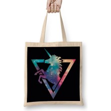 Baskı Dükkanı Galaxy Unicorn Bez Çanta Uzun Saplı