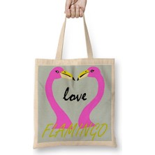 Baskı Dükkanı Flamingo 02 Bez Çanta Uzun Saplı