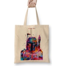 Baskı Dükkanı Hunter Star Wars Bez Çanta Uzun Saplı