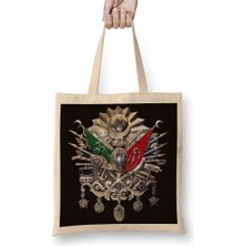 Baskı Dükkanı Osmanlı Tuğrası Bez Çanta Uzun Saplı