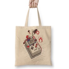 Baskı Dükkanı Mini Game Bez Çanta Uzun Saplı