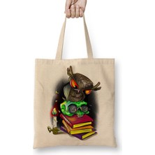 Baskı Dükkanı Sabedoria Baykuş Bez Çanta Uzun Saplı