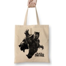Baskı Dükkanı Black Panther Bez Çanta Uzun Saplı