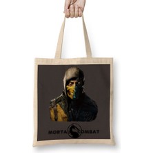 Baskı Dükkanı Mortal Kombat Scorpion And Sub Zero 2 Bez Çanta Uzun Saplı