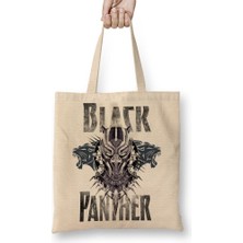 Baskı Dükkanı Black Panther Bez Çanta Uzun Saplı