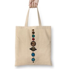 Baskı Dükkanı Gezegenler Bez Çanta Uzun Saplı