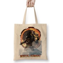 Baskı Dükkanı Mortal Kombat Predator Game Bez Çanta Uzun Saplı