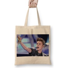 Baskı Dükkanı Justin Bieber Bez Çanta Uzun Saplı