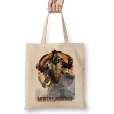 Baskı Dükkanı Goro Mortal Kombat Game Bez Çanta Uzun Saplı