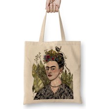 Baskı Dükkanı Frida Kahlo 03 Bez Çanta Uzun Saplı