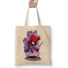 Baskı Dükkanı Spider Man Bez Çanta Uzun Saplı