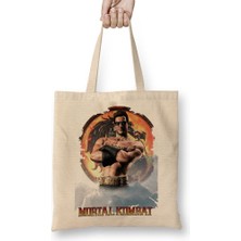 Baskı Dükkanı Mortal Kombat Jonny Cage Game Bez Çanta Uzun Saplı