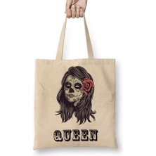 Baskı Dükkanı King Queen Bez Çanta Uzun Saplı