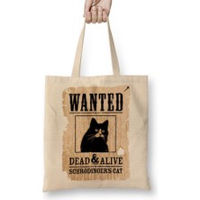 Baskı Dükkanı O Gato De Schrödinger Cat Kedi Bez Çanta Uzun Saplı