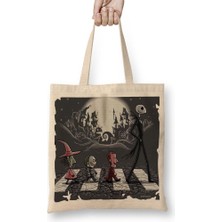 Baskı Dükkanı Jack Esqueleto Bez Çanta Uzun Saplı