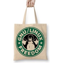 Baskı Dükkanı Gnu Linux Bez Çanta Uzun Saplı