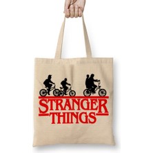 Baskı Dükkanı Stranger Things Bez Çanta Uzun Saplı