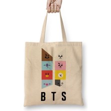 Baskı Dükkanı Bts BT21 Karakterleri Bez Çanta Uzun Saplı