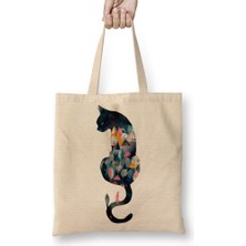 Baskı Dükkanı Carta Cassino Kedi Cats Bez Çanta Uzun Saplı