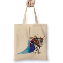 Baskı Dükkanı Elsa Kristoff Anna Olaf Film Frozen Bez Çanta Uzun Saplı