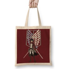 Baskı Dükkanı Attack On Titan Mikasa Bez Çanta Uzun Saplı