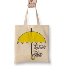 Baskı Dükkanı How I Met Your Mother Baskılı Krem Renkli Uzun Saplı Bez Çanta Günlük Kullanımda Şık