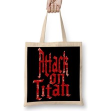 Baskı Dükkanı Attack On Titan Font Logo 001 Bez Çanta Uzun Saplı