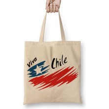 Baskı Dükkanı Viva Chile Bez Çanta Uzun Saplı