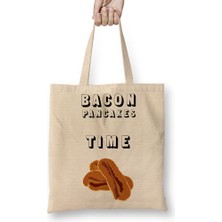 Baskı Dükkanı Adventure Time Bacon Pancakes 010 Bez Çanta Uzun Saplı