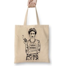 Baskı Dükkanı Frida Kahlo 3 Bez Çanta Uzun Saplı